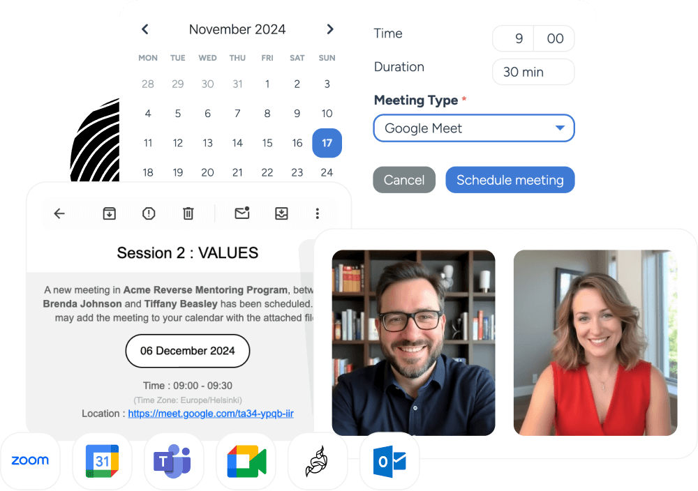 mentoring platform video calendar integrations